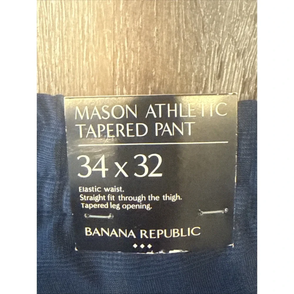 Banana Republic Pants Mens 34x32 Blue Mason Athletic Tapered Elastic Waist NWT